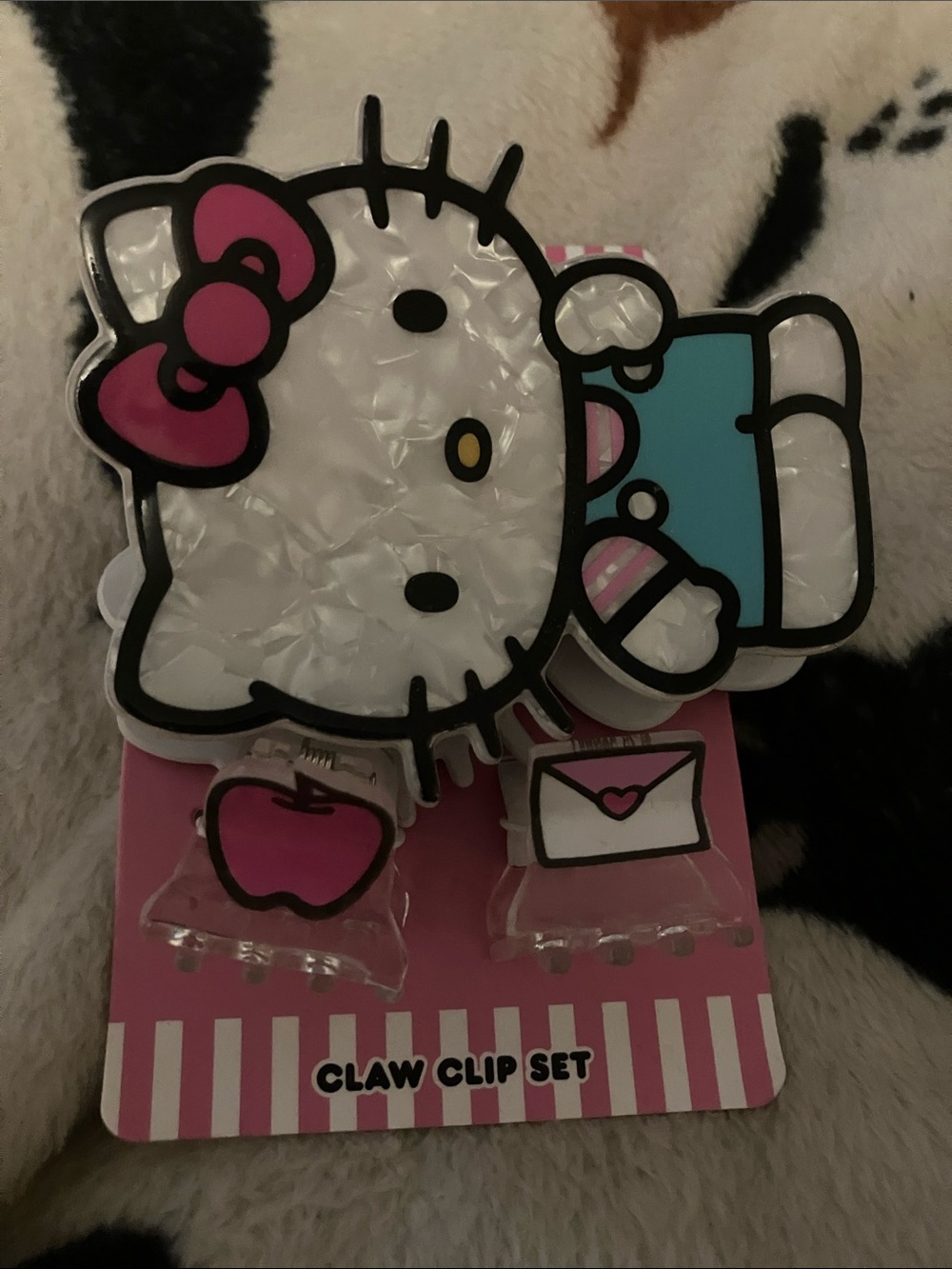 Hello Kitty Sanrio Pearlized White & Pink Claw Clip Set